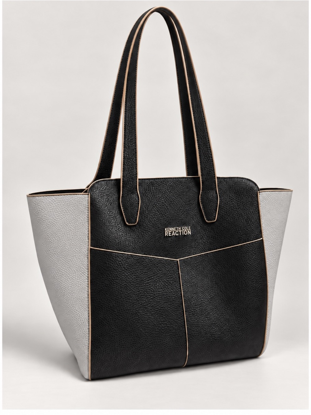 Kenneth Cole Reaction Black Tote with Light Gray Side Panels